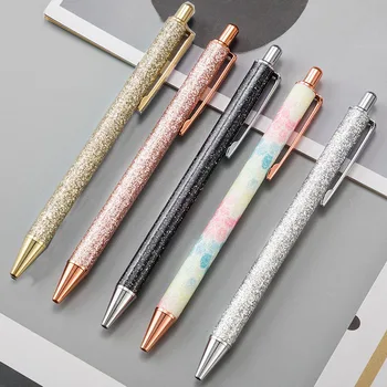 Химикалка писалка 50 бр., бутик, лъскава дръжка с пайети, три цвята, по желание, студентски канцеларски материали, офис писалка за писане на едро