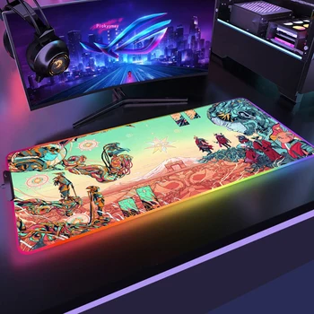 Ярък цветен голям RGB подложка за мишка, в китайски стил за геймъри подложка за мишка слот подложки за мишки led подложки за клавиатура Светещи настолни подложки подложка за мишка