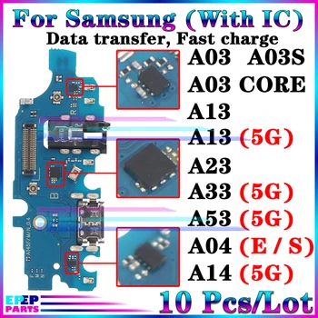 10 бр./лот Usb Зарядно Устройство, Порт Гъвкав Кабел за Samsung Galaxy A03 Основната A03S A13 в а23 A33 а a53 A04 A04E A04S A14 Такса за зареждане на 5G