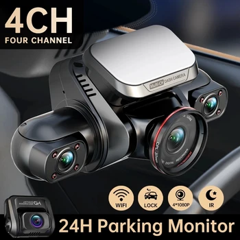 360 4CH HD 4*2k + 2*1080p за Автомобил на Видеорегистратора 24 ЧАСОВ Мониторинг Паркиране Видеорекордер за Нощно Виждане WiFi Инфрачервена Светлина, Камера за Нощно Виждане