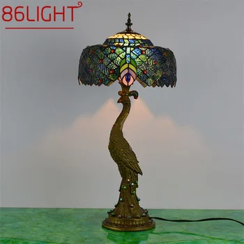86LIGHT Настолна лампа Tiffany Паун Съвременно ретро творческа украса led лампа за дома