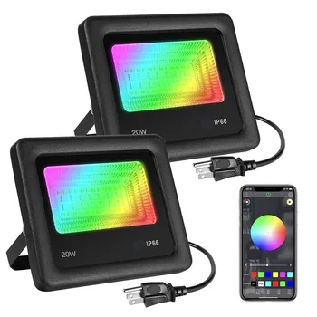 8шт 20 W Bluetooth RGB приложение умни led прожектори EU/US/ UK/ AU Plug Външен led прожектор прожектор монтиран на стената с лампа