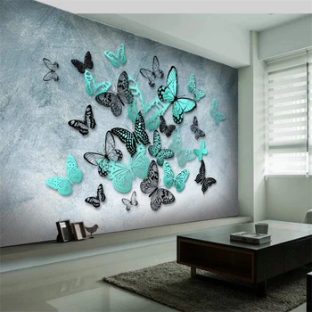 beibehang, индивидуални голям стенопис, модерни подобрения в дома, HD, ръчно рисувани, 3D стерео пеперуда, носталгични фонови картинки