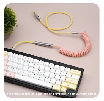 GeekCable Клавиатура ръчно изработени по поръчка Кабел за предаване на данни GMK theme SP Keycap Line Розов жълт Macaron