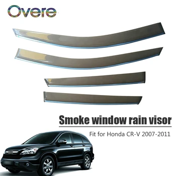 OVERE новост, 1 комплект, дымовое прозорец, дъждобран за Honda CR-V 2007 2008 2009 2010 2011, вентилационни слънчеви дефлектори, защита ABS, автомобилни аксесоари