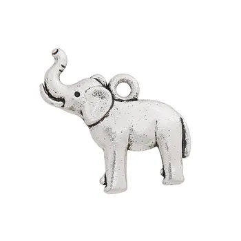 RAINXTAR Модни амулети във формата на животни цвят антични сребро във формата на слон, амулети 