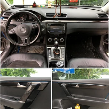 Автомобилен стайлинг 5D от въглеродни влакна, централна конзола за интериора на колата, промяна на цвета, корнизи, стикери за Volkswagen Passat B7 2012-2016