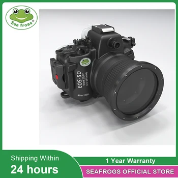 Водоустойчив Корпус за Цифров Огледално-рефлексен Фотоапарат Canon 5D Mark III, IV, 40 м Подводен 130 фута Вграден Сензор за Откриване на Изтичане на Оптичен Порт