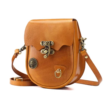 Дамска чанта, кожена чанта ръчна изработка, модерна нова чанта-месинджър от кожата растително дъбени