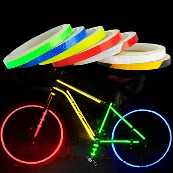 етикети наем 1 см. * 8 м, светоотражающая лента, флуоресцентни велосипедни ленти за МТВ велосипед, велосипедни ленти за колоездене шлем, мотоциклет, скутер