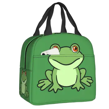 Изработена по поръчка скъпа зелена жаба, чанта за обяд, охладител, термоизолированные обяд-апарати за жени, деца, училище, работа, пикник, контейнер за хранене