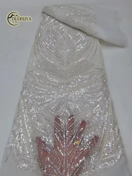 Луксозна африканска 3D лейси плат 2023, висококачествени мъниста, дантели, 5 ярда, френската дантела, нигерийски дантелени платове за вечерна рокля