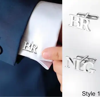 Персонализирани Началните Букви на Потребителски Копчета за Мъжки Ризи с Копчета От Неръждаема Стомана Мъжки Бижута Сватбени Сувенири За Гости Подарък