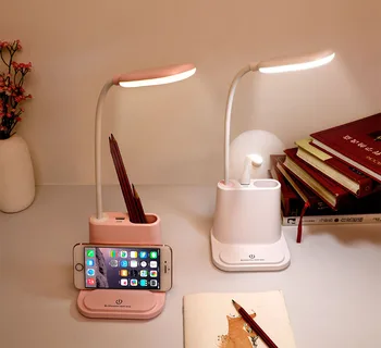 Сгъваема Настолна Лампа, USB Лампа За зареждане с Притежателя на химикалки, 2 Цветови режим, Гъвкав Огъване за четене в Общежитието, Топла Светлина, Лампа за Обучение