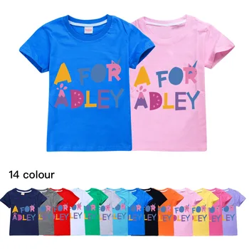 Тениска за момчета A for Adley с анимационни любимци принтом, лятна детски дрехи, бебешки тениски с къс ръкав, памучни блузи с анимационни герои за момичета, тениска