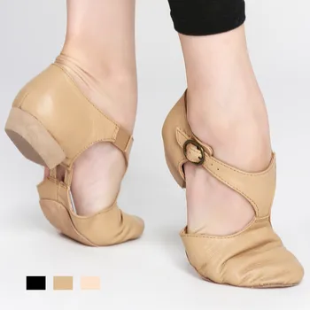 Черно кафяво-розови кожени сандали за учители джаз танци за учители, професионални сандали за танци Sapato, обувки за джаз танц, обувки за танци